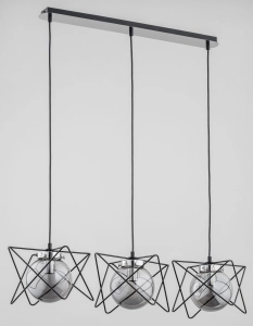 Lampa Wisząca Szklane Klosze w Druciakach Na Listwie Alfa 62098 Sagito 3xE14 85cm x 90cm chrom