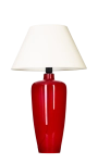 Lampa stołowa z czerwoną szklaną podstawą i białym abażurem z materiału 4Concepts L009092215 Sevilla E27 70x40cm