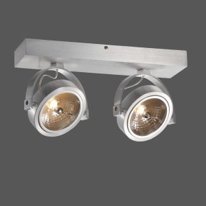 Lampa sufitowa w kolorze aluminium szczotkowanego z dwoma reflektorami na ES111 Elkim Lighting 412802001 Lirio