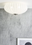 Lampa sufitowa plafon z plisowanej tkaniny biały abażur i srebrny element dekoracyjny MarkSlojd 107939 Mist 3xE27 55cm