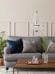 Lampa wisząca żyrandol z kryształkami do salonu srebrne detale długi łańcuch MarkSlojd 104889 Gränsö E27 160cm x 30cm