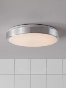Lampa sufitowa plafon do łazienki srebrny okrągły barwa światła ciepła biała IP44 MarkSlojd 106353 Moon Led 39cm