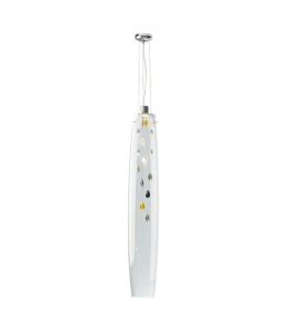 Szklana pionowa lampa wisząca z kryształkami Ramko 67033 Sigaro GU10