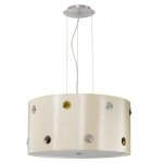 Nowoczesna lampa wisząca z kryształkami i ecru abażurem Ramko 67238 Rondo 4xE27 50cm