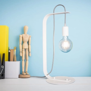 Biała skandynawska lampa stołowa Ramko 66309 Bornholm E27
