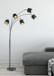 Lampa podłogowa nowoczesna pięć ramion z małymi abażurkami czarna RL R46330579 Tommy 5xE14 200cm