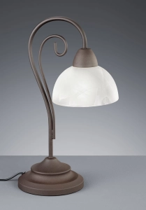 Lampa biurkowa metalowa ze szklanym abażurem ciemnobrązowa postarzana RL R5031-24 Country E14 40cm
