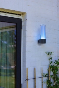 Zewnętrzna lampa ścienna kinkiet na elewację Lutec 5000501118 Dropa LED 9W 2700K IP54 szary aplikacja Lutec Connect