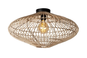Lampa sufitowa z czarną podstawą i rattanowym kloszem Lucide 03135/56/72 Magali E27 56cm
