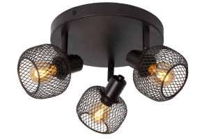 Czarna lampa sufitowa z trzema regulowanymi reflektorkami Lucide 77978/13/30 Maren 3xE14