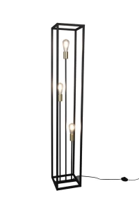 Lampa podłogowa pionowa metalowa rama stelaż na trzy żarówki dekoracyjne z mosiądzem RL R40193032 Vito 3xE27 153cm