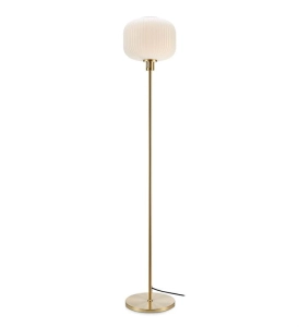 Nowoczesna złota lampa podłogowa mleczny szklany plisowany klosz MarkSlojd 108054 Sober 141cm
