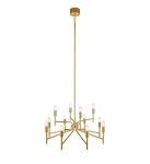 Złota lampa wisząca na długim sztywnym stelażu i dwurzędowymi ramionami MarkSlojd 108106 Regent 12xE14 70cm