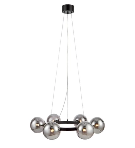 Lampa wisząca ring do jadalni z szklanymi dymionymi kloszami MarkSlojd 108051 Circle 6xG9 71cm