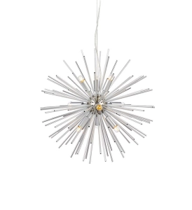 Lampa wisząca srebrna do salonu w kształcie promieni słonecznych MarkSlojd 108049 Soleil 9xE14 57cm