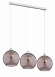 Lampa wisząca do jadalni chromowana listwa szklane klosze kule w kolorze sepii Rico Alfa 62087 3xE27 90cm x 80cm
