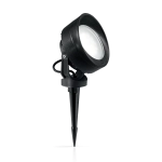 Czarny reflektor ogrodowy z żywicy odpornej na korozję ze szpikulcem Ideal Lux 145358 Tommy GX53 IP66
