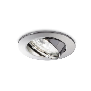 Chromowana okrągła regulowana lampa podtynkowa z ramką Ideal Lux 83131 Swing GU10 8,2cm x 9cm