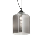Pojedyncza szklana lampa wisząca z dymnym kloszem Ideal Lux 112312 Bistro E27 24cm x 249cm