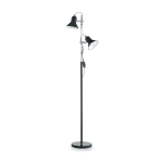 Czarna lampa podłogowa stojąca z dwoma regulowanymi reflektorami Ideal Lux 061139 Polly 2xE27 154cm x 22cm