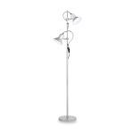 Srebrna lampa podłogowa stojąca z dwoma regulowanymi reflektorami Ideal Lux 061115 Polly 2xE27 154cm x 22cm