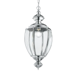Lampa wisząca na łańcuchu Ideal Lux 094786 Norma E27 25cm szklany klosz chromowany stelaż