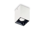 Biało czarna lampa sufitowa punktowa sześcian Ideal Lux 206035 Nitro LED 10W 1100LM 3000K 28stopni 9cm x 5,5cm