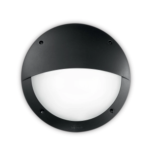 Czarna okrągła zewnętrzna lampa ścienna z żywicy antykorozyjnej Ideal Lux 096698 Lucia-2 E27 IP66 30cm x 9cm