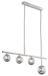 Niklowa lampa wisząca z grafitowymi kloszami na listwie Jupiter 1902 Nt 4 Ni Neptun 4xG9