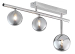 Niklowa lampa sufitowa z trzema grafitowymi kloszami kulami Jupiter 1901 Neptun Nt 3 Ni 3xG9