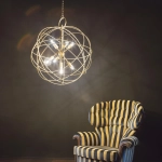 Złota lampa wisząca w kształcie kuli Ideal Lux 156026 Konse 6xE27 60cm x 174cm