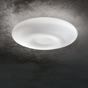Biała lampa sufitowa plafon donut z szklanym kloszem Ideal Lux 019758 Glory 3xE27 50cm x 17cm