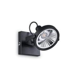 Czarna lampa reflektor ścienna sufitowa punktowa regulowana Ideal Lux 200231 Glim ES111 z żarówką