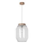 Lampa wisząca szklany podłużny klosz drewniana podsufitka dębowa Britop 169010174 Vaso 1xE27