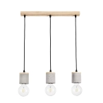 Lampa wisząca trzy małe szare betonowe walce na drewnianej listwie loft Britop 1899374 Cesar 3xE27