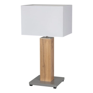 Lampa nocna trzon imitacja drewna prostokątny abażur Britop 860219187 Flame 1xE27