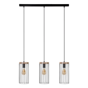 Lampa wisząca loftowa czarna trzy metalowe abażury z prętów na listwie Britop 19619304 Timeo 3xE27