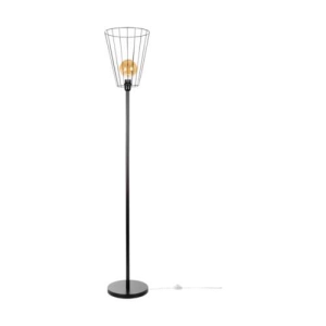 Lampa podłogowa czarna metalowa z abażurem drucianym na żarówkę dekoracyjną Britop 12430104 Swan 1xE27