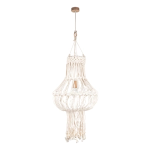 Lampa wisząca abażur pleciony z frędzlami makrama boho kremowa Britop 18727174 Samba 1xE27