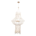 Lampa wisząca żyrandol boho z frędzlami jasne beżowe sznurki Britop 18737374 Samba 3xE27