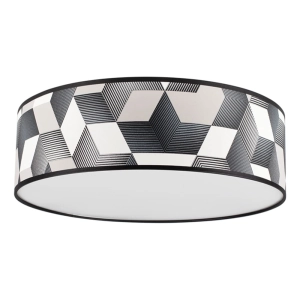 Lampa sufitowa okrągły abażur materiałowy geometryczne wzory plafon Britop 4883802 Espacio 3xE27 38cm
