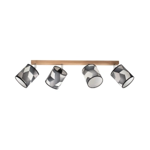 Lampa sufitowa cztery abażury z tkaniny w geometryczne wzory na drewnianej listwie Britop 56748474 Espacio 4xE27 90cm