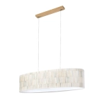 Lampa wisząca owalna podłużna abażur z tkaniny nad stół listwa drewniana Britop 17150274 Malo 2xE27