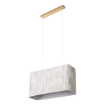 Lampa wisząca prostokątny abażur z tkaniny drewniana dębowa listwa Britop 872150274 Malo Cadre 2xE27