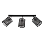 Lampa sufitowa trzy abażury flizelinowe reflektorki regulowane czarne z chromem na listwie Britop 56795304 Neova 3xE27 67cm