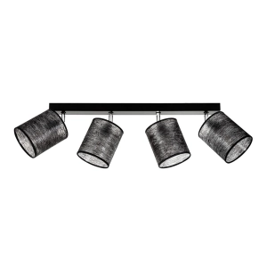 Lampa sufitowa cztery abażury z tkaniny flizelinowe czarne na listwie z chromowanym mocowaniem Britop 56795404 Nevoa 4xE27 90cm