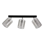 Lampa sufitowa trzy abażury flizelinowe reflektorki regulowane srebrne na czarnej listwie Britop 56794304 Neova 3xE27 67cm