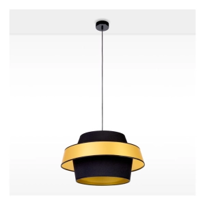 Lampa wisząca abażur z tkaniny potrójny czarno złoty Britop 150109104 Preto Gold 1xE27