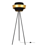 Lampa podłogowa trójnóg metalowy czarno złoty abażur z tkaniny Britop 12630104 Preto Gold 1xE27