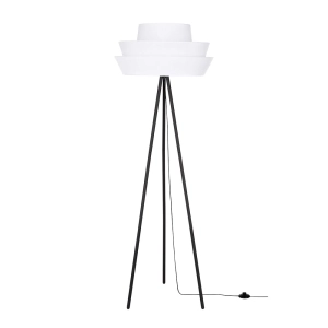 Lampa podłogowa czarna metalowa podstawa trójnóg biały abażur z tkaniny Britop 12650104 Amar 1xE27
